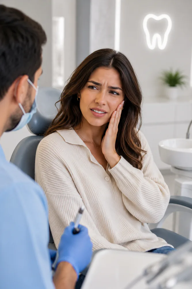 young woman cheek pain